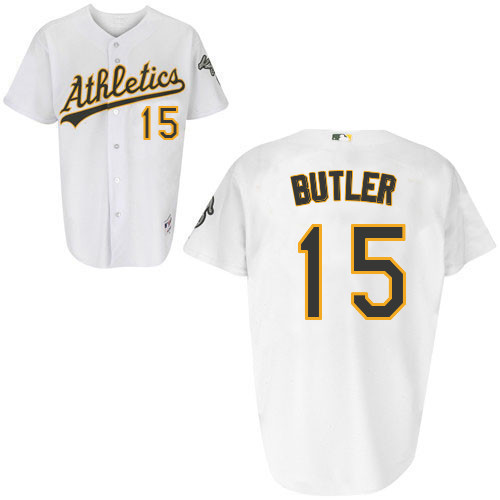 Billy Butler #15 Youth Baseball Jersey-Oakland Athletics Authentic Home White Cool Base MLB Jersey